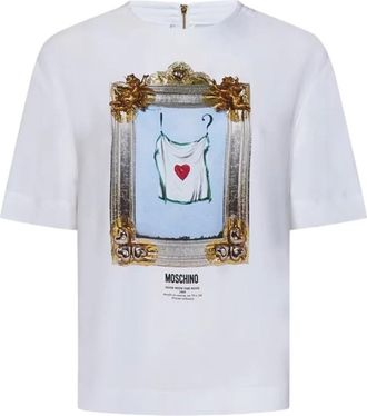 Moschino Zip-back T-shirt - Dames - T-shirts - Wit - S - Tops