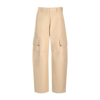 Palm Angels Metal Frame Carrot Trousers - female - Palm Angels - Wide Trousers - Beige - XS - Trousers