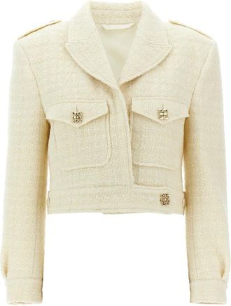 Givenchy Tweed Cropped Jasje - Dames - Zomerjassen - Wit - S - Tweed - Jassen