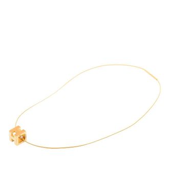 Herm&egrave;s Pre-owned Hermes Gold Plated Lacquered Cage d H Pendant Necklace Ladies MB17WT6Q7XV4MNSC