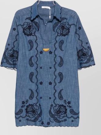 Zimmermann denim v-neck short-sleeve mini dress