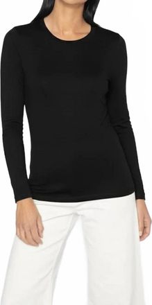 Kinross Cashmere Bamboo Long Sleeve Crew Tee In Black