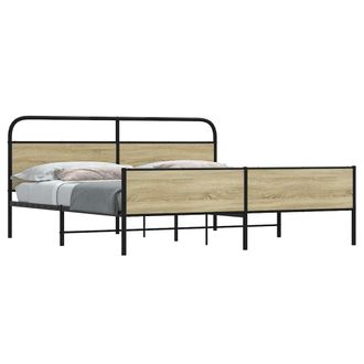 Berkfield Home Metal Bed Frame without Mattress Sonoma Oak 180x200 cm Super King in Brown