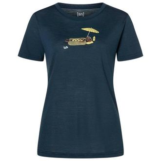 super.natural Hot Dog Tee Merinoshirt f&uuml;r Damen | blau/ various