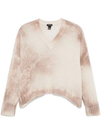 Avant Toi Marble Effect Brushed Cashmere And Silk V Neck Oversized Pullover Clothing