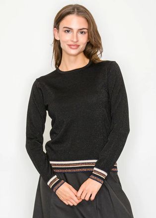 YAL New York Shimmery Black Pullover with Sporty Details