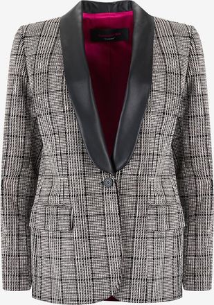 Barbara Bui Karierter Samtblazer mit Schalkragen