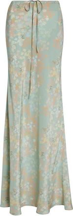 Bernadette Emily Floral Print Silk Maxi Skirt in Jasmin - Mint at Nordstrom, Size 4 Us