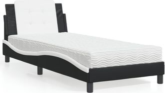 vidaXL Cama Con Colch&oacute;n Cuero Sint&eacute;tico Negro Y Blanco 80x200 Cm Vidaxl
