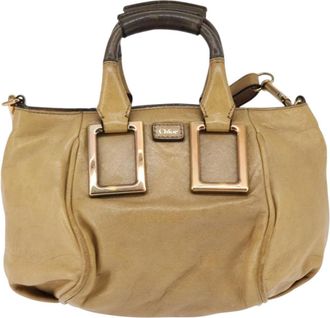 Chlo&eacute; Ethel Handbag Leather Beige Leather Handbag (Pre-Owned)