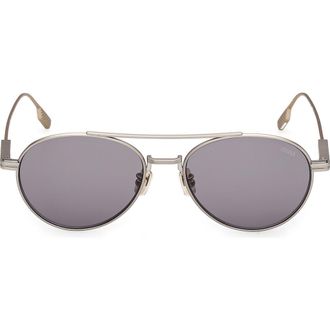 Ermenegildo Zegna 55mm Pilot Sunglasses in Matte Satin Palladium at Nordstrom