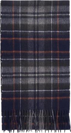 Barbour Geruite sjaal Navy/Dark Ginger - Heren - Wintersjaals - Blauw - ONE Size - Wol - Accessoires