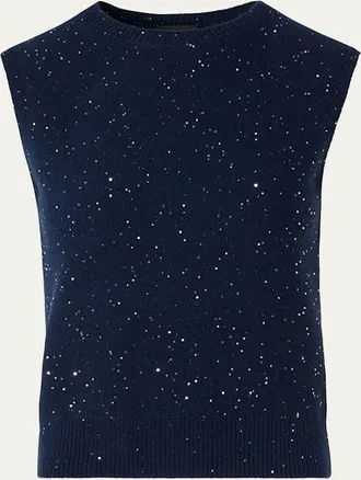 Akris Sequined Wool-Cashmere Sleeveless Sweater