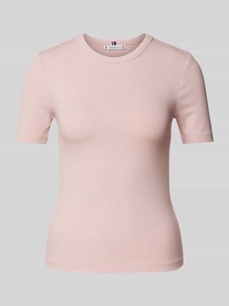 Tommy Hilfiger T-Shirt aus Viskose-Mix mit Rundhalsausschnitt in Rosa, Gr&ouml;&szlig;e M