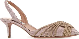 Aquazzura Womens Gatsby Sling Slingback Heel Pink Fabric