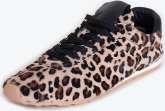 Vilagallo Womens Cheetah Leather Sneakers In Beige