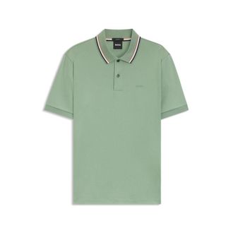 BOSS Slim-fit cotton polo shirt with striped collar