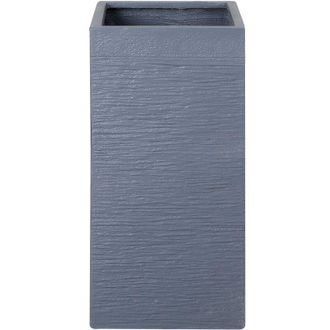 Beliani Maceta Grande Y Alta De Arcilla Para Jard&iacute;n Decoraci&oacute;n De Interior Y Exterior 33 X 33 X 70 Cm Gris Oscuro Dion