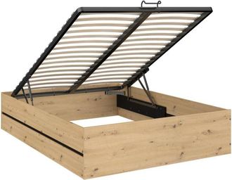 Vente-Unique Letto con contenitore 140 x 190 cm Naturale e Nero - LUDARO
