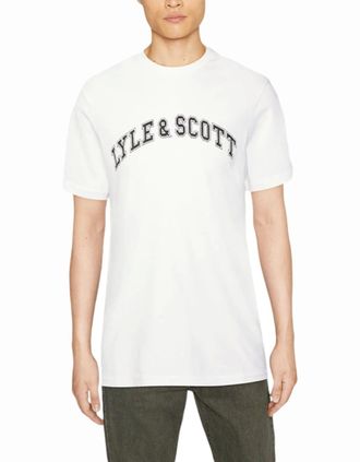 Lyle & Scott Mens Lyle & Scott Mens Short Sleeve T Shirts Crew Neck Summer Logo Printed T Shirt - White - Size: 40