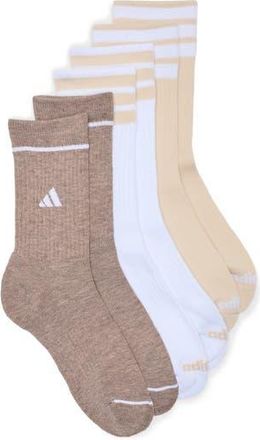 adidas 3-Pack Cushioned Crew Socks in Linen Beige/White/Brown at Nordstrom Rack, Size Medium