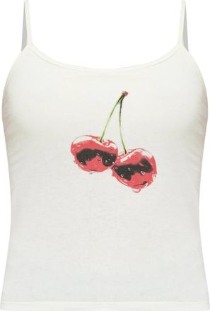 Willy Chavarria Katoenen Top Cherry Cholita - Dames - Tops zonder mouwen - Wit - M - Katoen - Tops