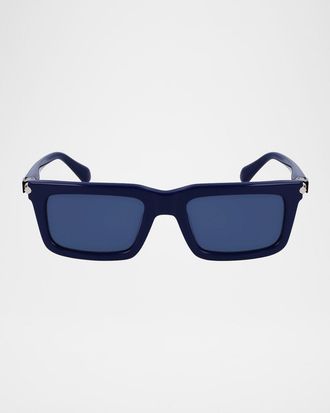 Ferragamo Men & apos;s Prisma Modified Acetate Rectangle Sunglasses, 53mm