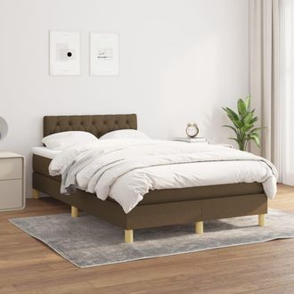 vidaXL Vidaxl - Cama Box Spring Con Colch&oacute;n Tela Marr&oacute;n Oscuro 120x200 Cm