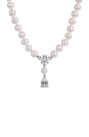 Delmar Cultured Pearl & Lab Grown White Sapphire Y-Necklace at Nordstrom Rack