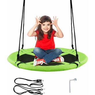 Costway Costway - Columpio Redondo Carga 150kg Columpio Di&aacute;metro 100cm Altura Ajustable Para Jard&iacute;n Exterior