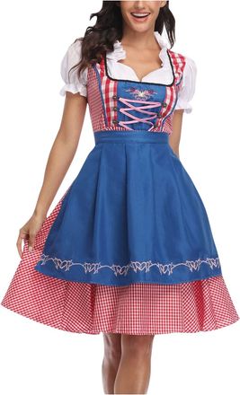 Generic Plus Size Hoodies Dress for Women Womens Halloween Oktoberfest Dress Body Sculpting Stage Costume Costume Summer Sundress for Women (Blue, XL)