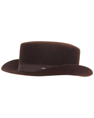 Chanel Felt Cc Logo Topstitch Flat Top Hat (Authentic Pre-Loved)