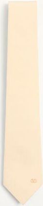 Valentino Garavani Valentie Silk Tie with Vlogo Signature Detail Man BUTTER/GOLD UNI