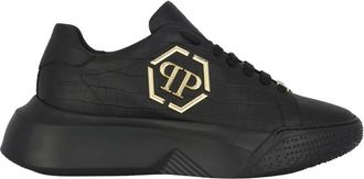 Philipp Plein Crocco Godzilla Runner - unisex - Sneakers - Zwart - 46 EU - Leer - Schoenen
