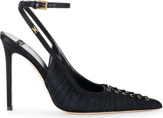 Elisabetta Franchi Nappa Leren Sandaal met Kruislings Veters - Dames - Pumps - Zwart - 40 EU - Leer - Schoenen