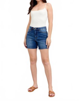 Judy Blue High Waist Double Button Mid Denim Short In Blue