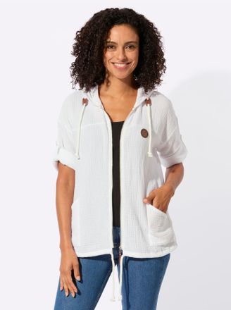 Casual Looks Blusenjacke CASUAL LOOKS, Damen, Gr. 36, wei&szlig;, 100% Baumwolle, Jacken Blusenjacke