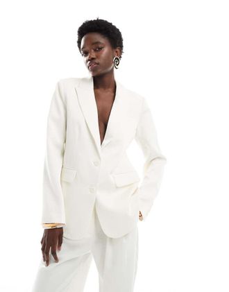 4th & Reckless Blazer sartoriale in raso color panna in coordinato-Bianco