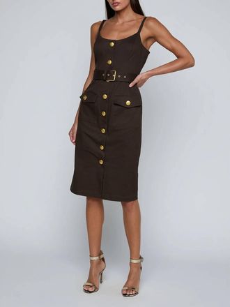 L'agence Ida Button-Front Tank Midi Dress In Dark Brown
