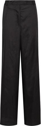 Dries Van Noten Wijde Pijpen Gestreepte Broek - Dames - Wijde Broeken - Zwart - S - Rayon - Broeken