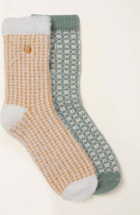 Fat Face FatFace Green Geo Cosy 2 Pairs of Socks