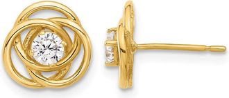 Diamond2Deal 10K Yellow Gold Love Knot Cubic Zirconia Stud Earrings