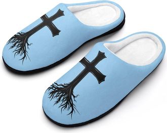 Generic Christian Crosss Roots Jesues Womens Slippers Warm House Slippers Indoor House Shoes with Anti-Skid Rubber Sole