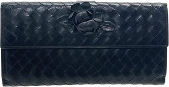 Bottega Veneta Black Leather Long Wallet (Bi-Fold) (Pre-Owned)