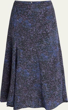 Isabel Marant Hortensia Mosaic Flared Stretch Silk Skirt