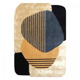 Un amour de tapis Alfombra de sal&oacute;n capiton&eacute; a mano de lana y viscosa, beige 160x230