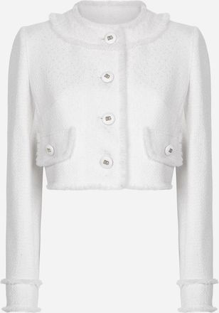 Dolce & Gabbana Short Raschel Tweed Jacket - Woman Coats And Jackets White 38