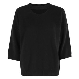 Federica Tosi Truien & Vesten, Dames, Zwart, S, Kasjmier, Kasjmier Cirkelhals Trui Melkkleur