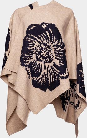 Frances Valentine Ginny Handkerchief-Hem Floral Knit Wrap