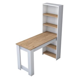 Dmora Tocador Cervaro, 5 Estantes, 5 Compartimentos, Con Librer&iacute;a, 120x54x154h Cm Roble Marr&oacute;n